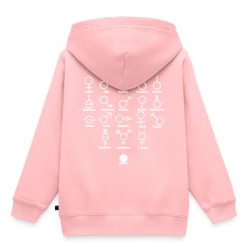 Symboles de genre Diversité Diversité en blanc - Sweat Premium à capuche enfant bio - rose - Dos - AI Model Kid Female (0cm)