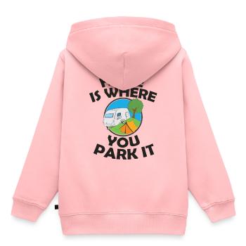 Wohnwagen - Kinder Premium Organic Hoodie - Rosa - Hinten - AI Model Kid Female (0cm)