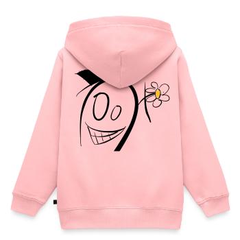 Verrücktes Männchen - Kinder Premium Organic Hoodie - Rosa - Hinten - AI Model Kid Female (0cm)