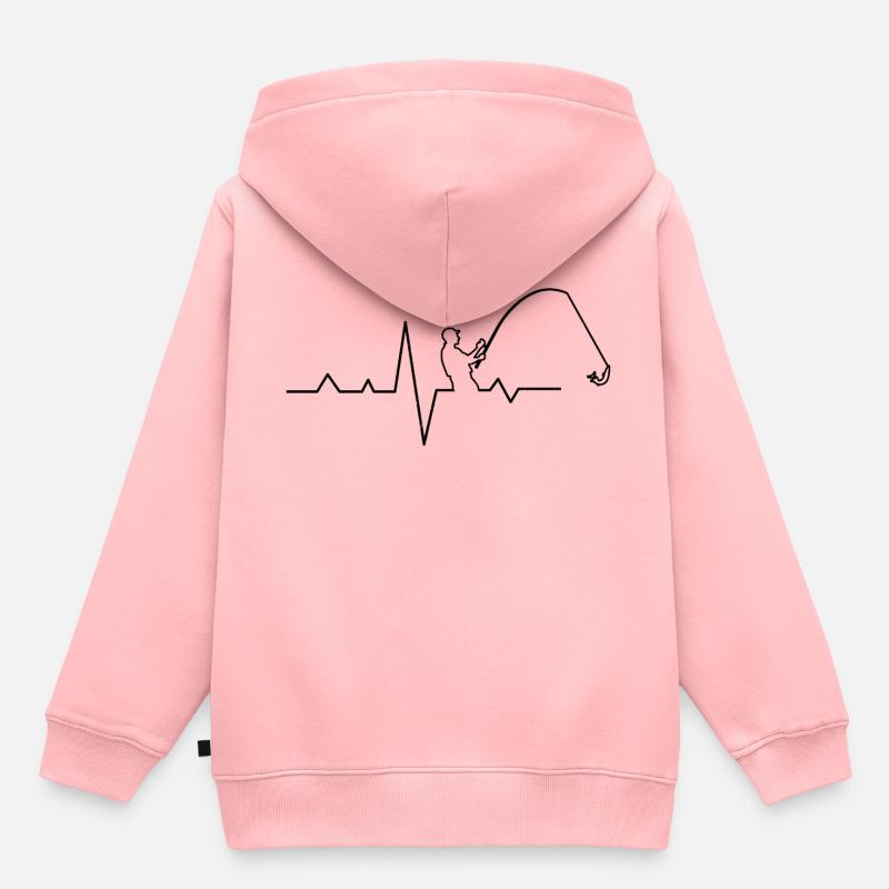 Pêche Pêche Pêche - Sweat Premium à capuche enfant bio - rose