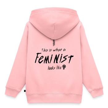 Féminisme féministe féministe - Sweat Premium à capuche enfant bio - rose - Dos - AI Model Kid Female (0cm)
