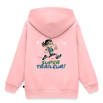 le trail running est un super ultra trail runner - Sweat Premium à capuche enfant bio - rose - Dos - AI Model Kid Female (0cm)