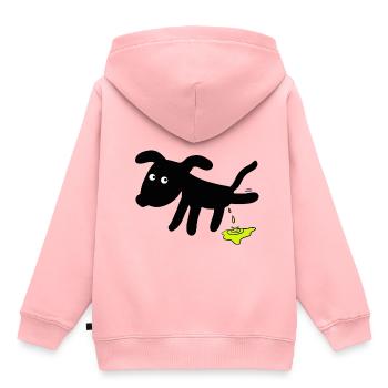 Chien chiens - Sweat Premium à capuche enfant bio - rose - Dos - AI Model Kid Female (0cm)
