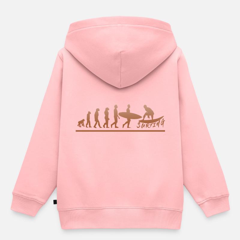 Surfen bis zur Evolution - Surfing until evolution - Kinder Premium Organic Hoodie - Rosa