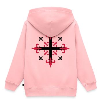 02 Kreuz Musketiere Ritter Könige - Kinder Premium Organic Hoodie - Rosa - Hinten - AI Model Kid Female (0cm)
