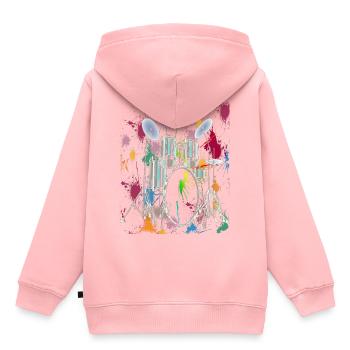 Schlagzeug Drum Set Drummer Drums Grafik Design - Kinder Premium Organic Hoodie - Rosa - Hinten - AI Model Kid Female (0cm)