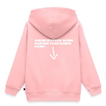 Warum Sixpack Wenn Man ein Fass haben Kann ? - Kinder Premium Organic Hoodie - Rosa - Hinten - AI Model Kid Female (0cm)