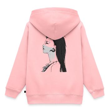 Apocalyptica Graphic Image Gift Idea Noir-Gris - Sweat Premium à capuche enfant bio - rose - Dos - AI Model Kid Female (0cm)