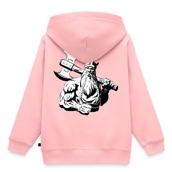 Wikinger - Kinder Premium Organic Hoodie - Rosa - Hinten - AI Model Kid Female (0cm)