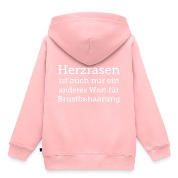 Herzrasen Brustbehaarung lustiger Spruch - Kinder Premium Organic Hoodie - Rosa - Hinten - AI Model Kid Female (0cm)