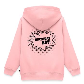 Anniversaire Garçon Anniversaire Fille Bub Homme - Sweat Premium à capuche enfant bio - rose - Dos - AI Model Kid Female (0cm)