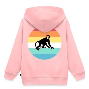 singe - Sweat Premium à capuche enfant bio - rose - Dos - AI Model Kid Female (0cm)