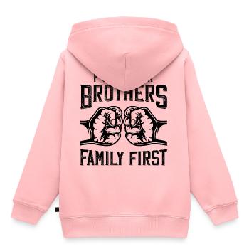 frères, toujours, famille, poing, dire - Sweat Premium à capuche enfant bio - rose - Dos - AI Model Kid Female (0cm)