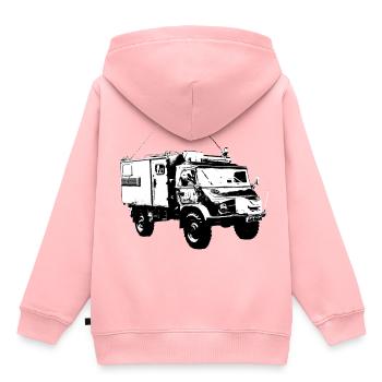 Unimog 404S - Kinder Premium Organic Hoodie - Rosa - Hinten - AI Model Kid Female (0cm)