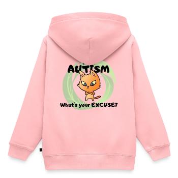 "Ich habe AUTISMUS, was ist deine Entschuldigung?" - Kinder Premium Organic Hoodie - Rosa - Hinten - AI Model Kid Female (0cm)
