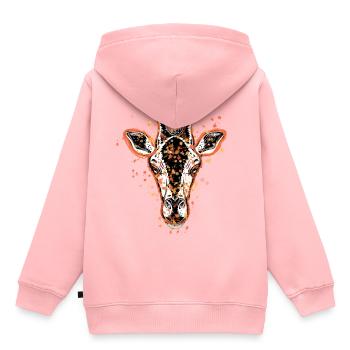 Girafe peinture - Sweat Premium à capuche enfant bio - rose - Dos - AI Model Kid Female (0cm)