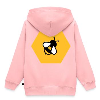 Biene Wabe - Kinder Premium Organic Hoodie - Rosa - Hinten - AI Model Kid Female (0cm)