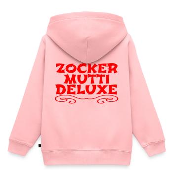 Zocker Mutti Deluxe - Kinder Premium Organic Hoodie - Rosa - Hinten - AI Model Kid Female (0cm)