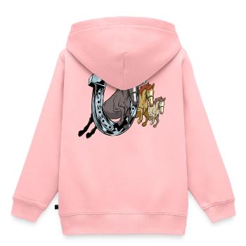 Pferde Hufeisen,Rennsport,Rennpferd Shirt Geschenk - Kinder Premium Organic Hoodie - Rosa - Hinten - AI Model Kid Female (0cm)