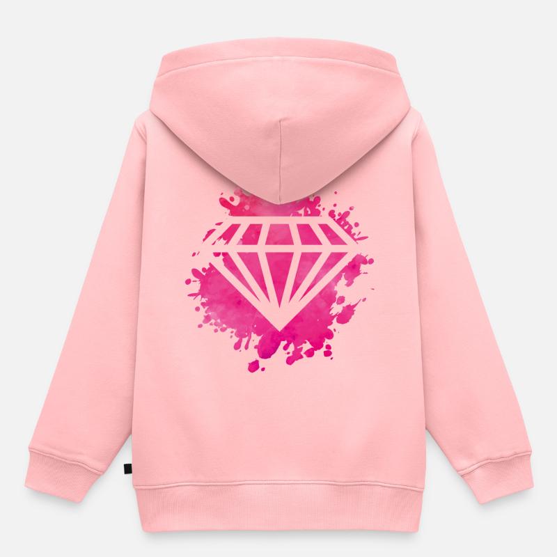 rose diamant - Sweat Premium à capuche enfant bio - rose