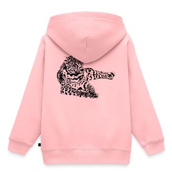 léopard - Sweat Premium à capuche enfant bio - rose - Dos - AI Model Kid Female (0cm)