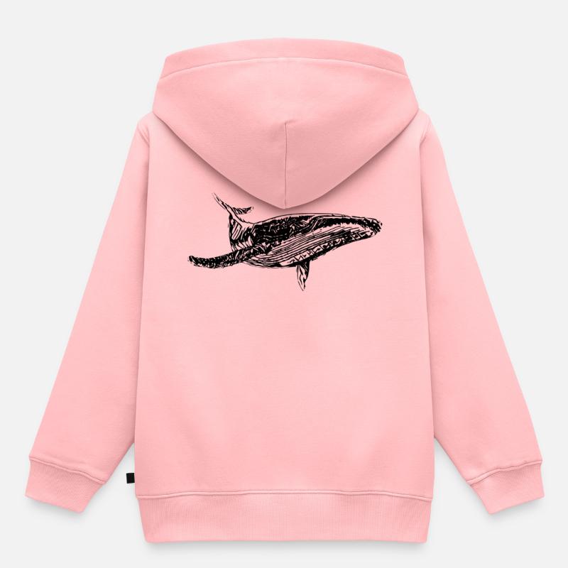 baleine - Sweat Premium à capuche enfant bio - rose