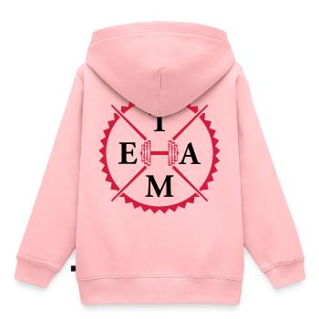 halter gymteam - Kinder Premium hoodie biologisch - roze - Achter - AI Model Kid Female (0cm)