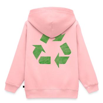 Recycle Logo im Vintage Look zum Earth Day - Kinder Premium Organic Hoodie - Rosa - Hinten - AI Model Kid Female (0cm)