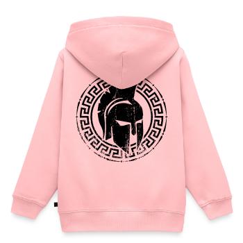 Spartaner Fitness Logo Helm Spartan - Kinder Premium Organic Hoodie - Rosa - Hinten - AI Model Kid Female (0cm)