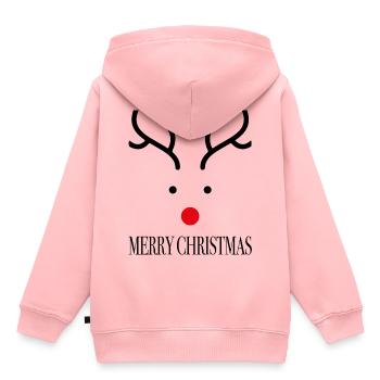 Noël Merry Christmas Rudolf le renne - Sweat Premium à capuche enfant bio - rose - Dos - AI Model Kid Female (0cm)