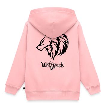 Loup - Sweat Premium à capuche enfant bio - rose - Dos - AI Model Kid Female (0cm)