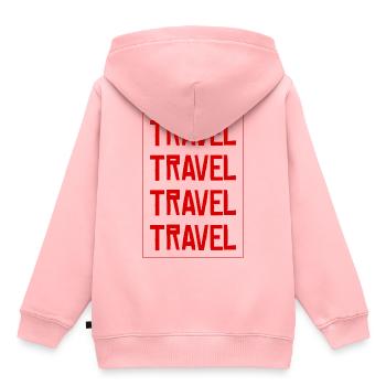 Traveler travel travel hashtag - Kids Premium Organic Hoodie - rose - Back - AI Model Kid Female (0cm)