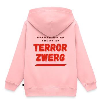 Vorsicht! Hungriger Terror Zwerg! - Kinder Premium Organic Hoodie - Rosa - Hinten - AI Model Kid Female (0cm)
