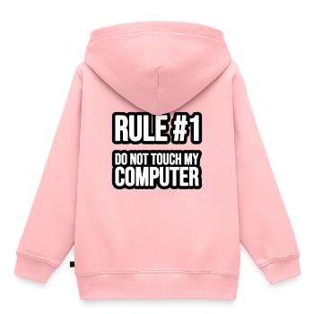 Rule #1 - Do not touch my Computer - Kinder Premium Organic Hoodie - Rosa - Hinten - AI Model Kid Female (0cm)