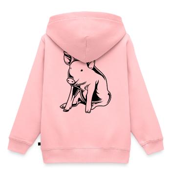 Silhouette de sanglier de truie de porc - Sweat Premium à capuche enfant bio - rose - Dos - AI Model Kid Female (0cm)