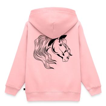 cheval tête - Sweat Premium à capuche enfant bio - rose - Dos - AI Model Kid Female (0cm)