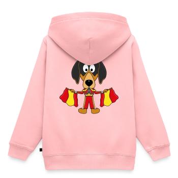 DACKEL - HUND - TORERO - STIERKÄMPFER - KINDER - Kinder Premium Organic Hoodie - Rosa - Hinten - AI Model Kid Female (0cm)