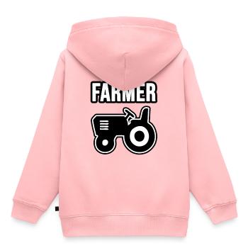Agriculteur, agriculteur et agriculteur - Sweat Premium à capuche enfant bio - rose - Dos - AI Model Kid Female (0cm)