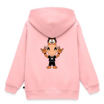 PFERD - MUSIK - ROCK - HEAVY METAL - TIERISCH - Kinder Premium Organic Hoodie - Rosa - Hinten - AI Model Kid Female (0cm)