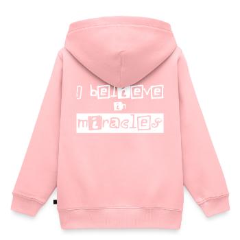 Christian Design Je crois aux miracles - Sweat Premium à capuche enfant bio - rose - Dos - AI Model Kid Female (0cm)