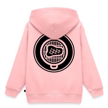 Steak de viande - Sweat Premium à capuche enfant bio - rose - Dos - AI Model Kid Female (0cm)