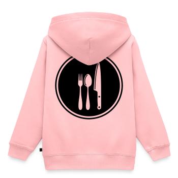 Couverts à la fourchette - Sweat Premium à capuche enfant bio - rose - Dos - AI Model Kid Female (0cm)