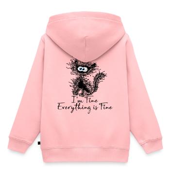 It's Fine I'm Fine Everything is Fine Cat Shirt - Kids Premium Organic Hoodie - rose - Back - AI Model Kid Female (0cm)