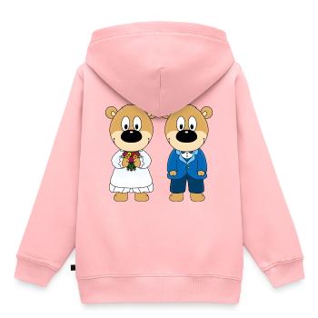 HOCHZEIT - HEIRATEN - LIEBE - BRAUTPAAR - TEDDYS - Kinder Premium Organic Hoodie - Rosa - Hinten - AI Model Kid Female (0cm)