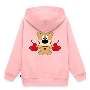 TEDDY - TEDDYBÄR - BÄR - LIEBE - LOVE - Kinder Premium Organic Hoodie - Rosa - Hinten - AI Model Kid Female (0cm)