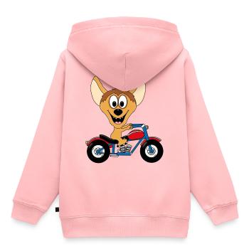 MOTORRAD - MOTORRADFAHRER - BIKER - HYÄNE - Kinder Premium Organic Hoodie - Rosa - Hinten - AI Model Kid Female (0cm)