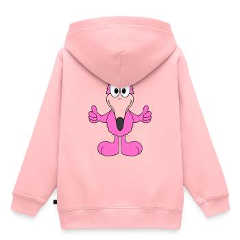 FLAMINGO - VOGEL - TIER - KIND - BABY - Kinder Premium Organic Hoodie - Rosa - Hinten - AI Model Kid Female (0cm)