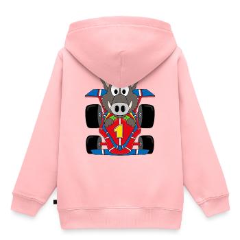 AUTO - RENNFAHRER - AUTORENNEN - WILDSCHWEIN - Kinder Premium Organic Hoodie - Rosa - Hinten - AI Model Kid Female (0cm)
