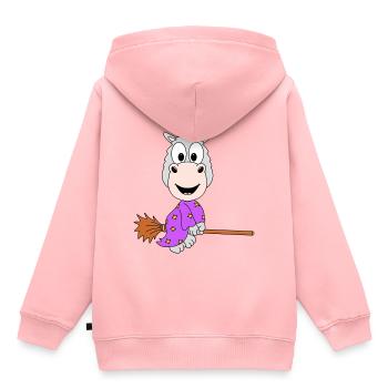 ZIEGE - HEXE - HEXENBESEN - TIER - KIND - BABY - Kinder Premium Organic Hoodie - Rosa - Hinten - AI Model Kid Female (0cm)