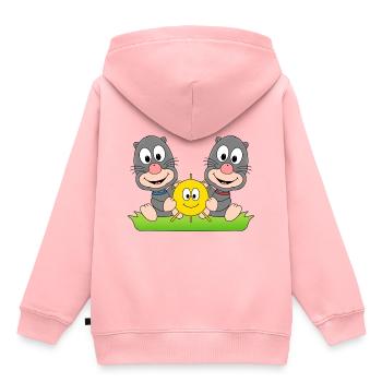 MAULWÜRFE - SOMMER - SONNE - SONNENSCHEIN - LIEBE - Kinder Premium Organic Hoodie - Rosa - Hinten - AI Model Kid Female (0cm)